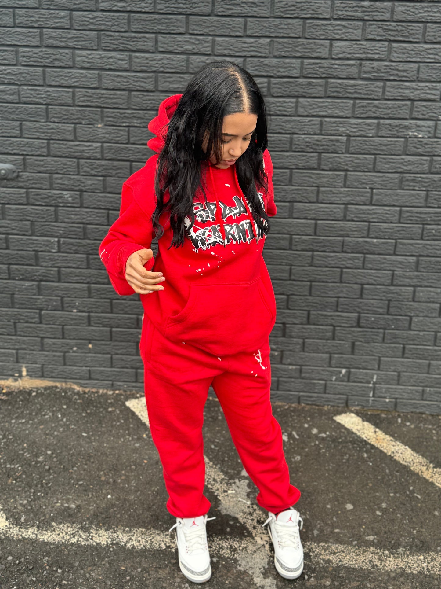 Red “Splash” Pull over Hoodie