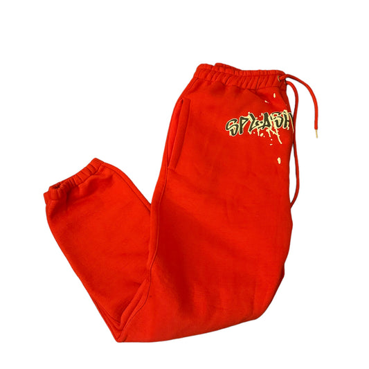 Red “Splash” cuffed Joggers
