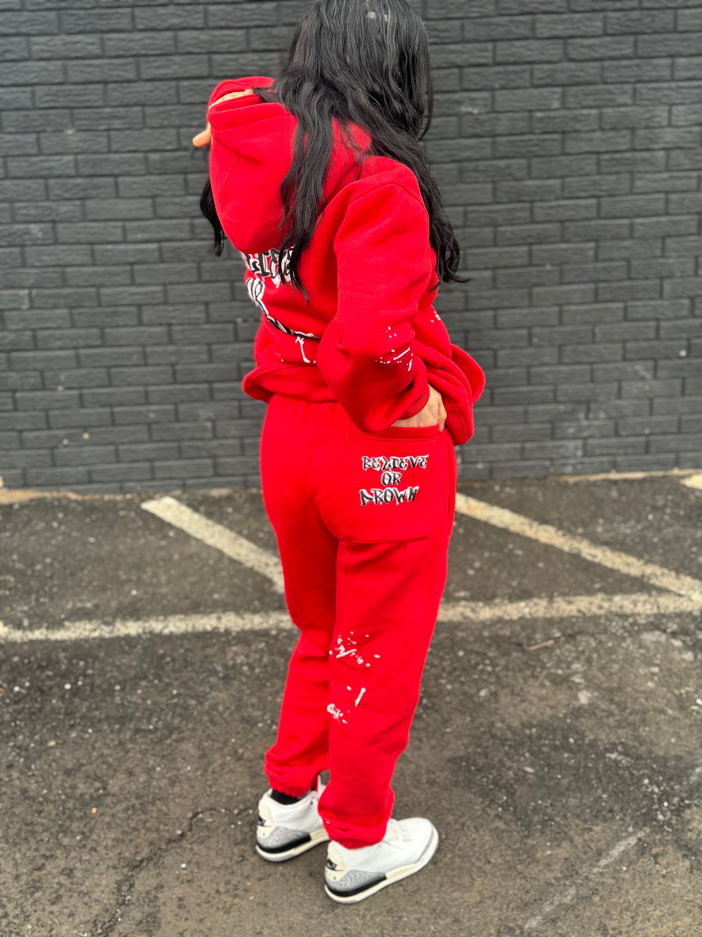 Red “Splash” cuffed Joggers