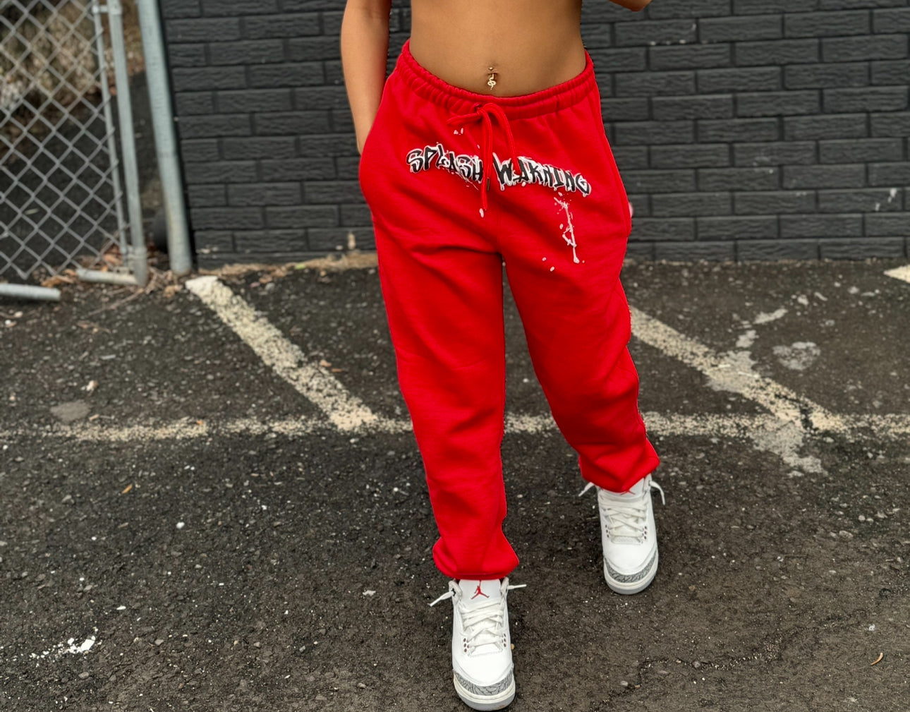 Red “Splash” cuffed Joggers
